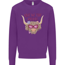 Not in the Mood Funny Highland Cow Kids Sweatshirt Jumper Purple