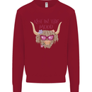 Not in the Mood Funny Highland Cow Kids Sweatshirt Jumper Red