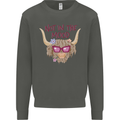 Not in the Mood Funny Highland Cow Kids Sweatshirt Jumper Storm Grey