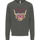 Not in the Mood Funny Highland Cow Kids Sweatshirt Jumper Storm Grey