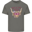 Not in the Mood Funny Highland Cow Kids T-Shirt Childrens Charcoal