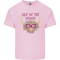Not in the Mood Funny Highland Cow Kids T-Shirt Childrens Light Pink