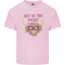 Not in the Mood Funny Highland Cow Kids T-Shirt Childrens Light Pink