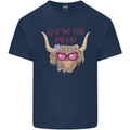 Not in the Mood Funny Highland Cow Kids T-Shirt Childrens Navy Blue