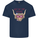 Not in the Mood Funny Highland Cow Kids T-Shirt Childrens Navy Blue