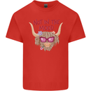 Not in the Mood Funny Highland Cow Kids T-Shirt Childrens Red