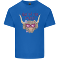 Not in the Mood Funny Highland Cow Kids T-Shirt Childrens Royal Blue
