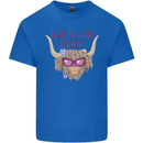 Not in the Mood Funny Highland Cow Kids T-Shirt Childrens Royal Blue