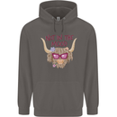 Not in the Mood Funny Highland Cow Mens 80% Cotton Hoodie Charcoal