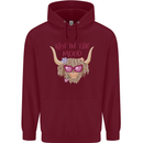 Not in the Mood Funny Highland Cow Mens 80% Cotton Hoodie Maroon