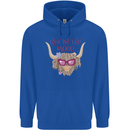 Not in the Mood Funny Highland Cow Mens 80% Cotton Hoodie Royal Blue