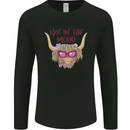 Not in the Mood Funny Highland Cow Mens Long Sleeve T-Shirt Black