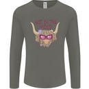Not in the Mood Funny Highland Cow Mens Long Sleeve T-Shirt Charcoal