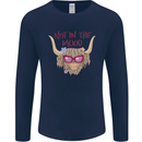 Not in the Mood Funny Highland Cow Mens Long Sleeve T-Shirt Navy Blue