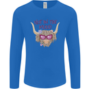 Not in the Mood Funny Highland Cow Mens Long Sleeve T-Shirt Royal Blue