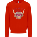 Not in the Mood Funny Highland Cow Mens Sweatshirt Jumper Bright Red