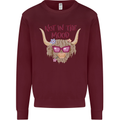 Not in the Mood Funny Highland Cow Mens Sweatshirt Jumper Maroon