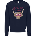 Not in the Mood Funny Highland Cow Mens Sweatshirt Jumper Navy Blue