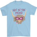 Not in the Mood Funny Highland Cow Mens T-Shirt 100% Cotton Light Blue
