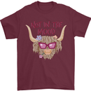Not in the Mood Funny Highland Cow Mens T-Shirt 100% Cotton Maroon