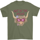 Not in the Mood Funny Highland Cow Mens T-Shirt 100% Cotton Military Green