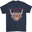 Not in the Mood Funny Highland Cow Mens T-Shirt 100% Cotton Navy Blue