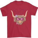 Not in the Mood Funny Highland Cow Mens T-Shirt 100% Cotton Red