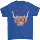 Not in the Mood Funny Highland Cow Mens T-Shirt 100% Cotton Royal Blue