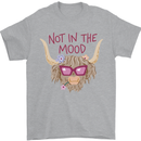 Not in the Mood Funny Highland Cow Mens T-Shirt 100% Cotton Sports Grey