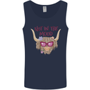 Not in the Mood Funny Highland Cow Mens Vest Tank Top Navy Blue