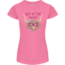 Not in the Mood Funny Highland Cow Womens Petite Cut T-Shirt Azalea