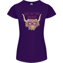 Not in the Mood Funny Highland Cow Womens Petite Cut T-Shirt Purple
