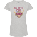Not in the Mood Funny Highland Cow Womens Petite Cut T-Shirt Sports Grey