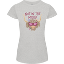 Not in the Mood Funny Highland Cow Womens Petite Cut T-Shirt Sports Grey