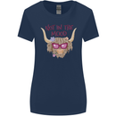 Not in the Mood Funny Highland Cow Womens Wider Cut T-Shirt Navy Blue