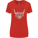 Not in the Mood Funny Highland Cow Womens Wider Cut T-Shirt Red