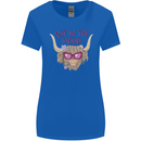 Not in the Mood Funny Highland Cow Womens Wider Cut T-Shirt Royal Blue