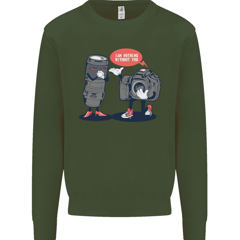 Nothing Without You Photography Photorapher Kids Sweatshirt Jumper Forest Green