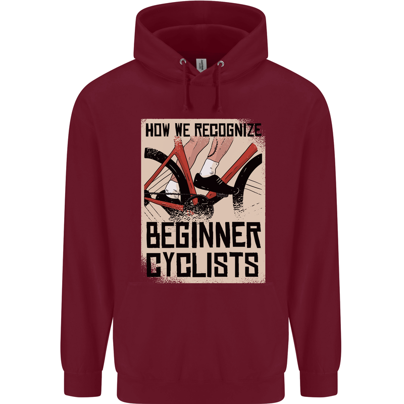 Novice Cyclists Funny Bicycle Cycling Childrens Kids Hoodie Maroon