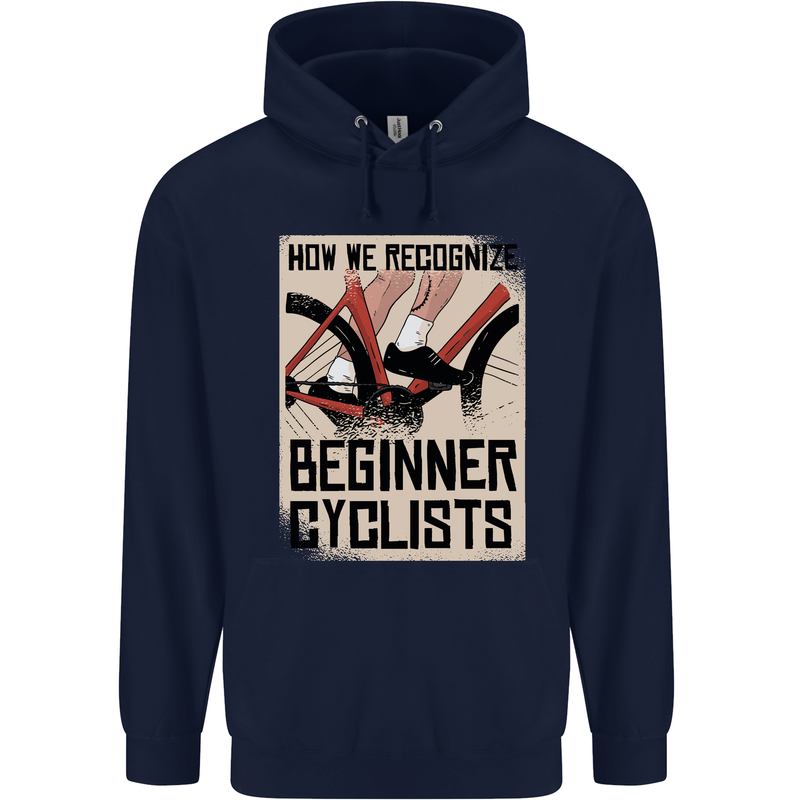 Novice Cyclists Funny Bicycle Cycling Childrens Kids Hoodie Navy Blue