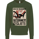Novice Cyclists Funny Bicycle Cycling Kids Sweatshirt Jumper Forest Green