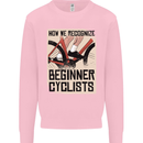 Novice Cyclists Funny Bicycle Cycling Kids Sweatshirt Jumper Light Pink
