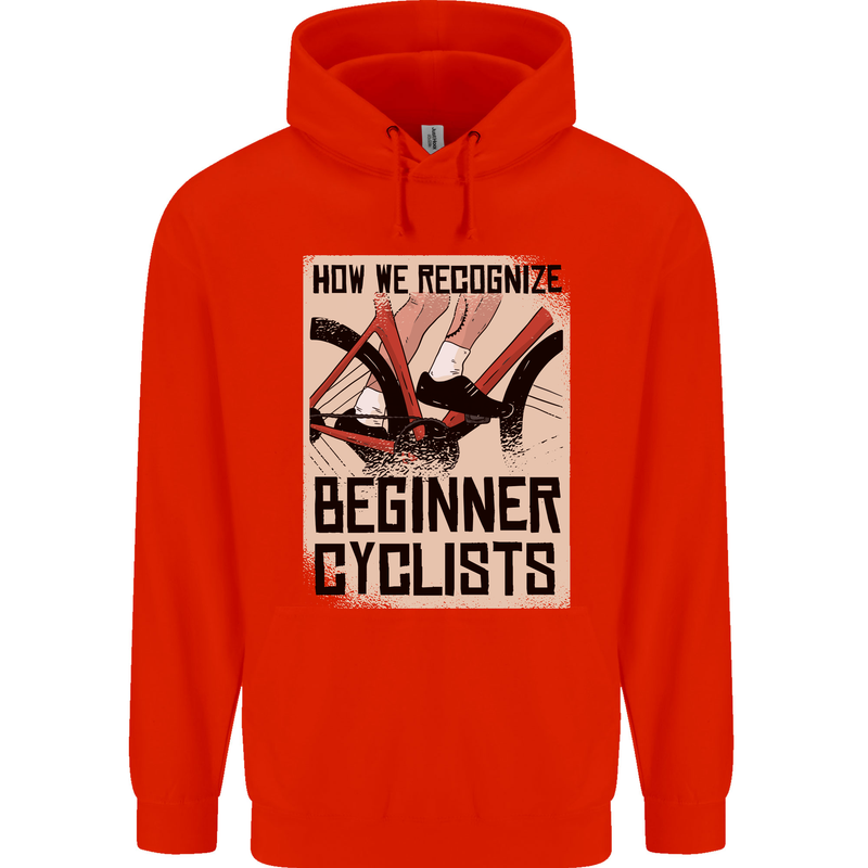 Novice Cyclists Funny Bicycle Cycling Mens 80% Cotton Hoodie Bright Red
