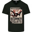 Novice Cyclists Funny Bicycle Cycling Mens V-Neck Cotton T-Shirt Black
