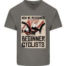 Novice Cyclists Funny Bicycle Cycling Mens V-Neck Cotton T-Shirt Charcoal