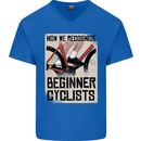 Novice Cyclists Funny Bicycle Cycling Mens V-Neck Cotton T-Shirt Royal Blue