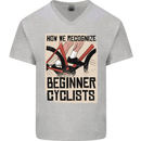 Novice Cyclists Funny Bicycle Cycling Mens V-Neck Cotton T-Shirt Sports Grey