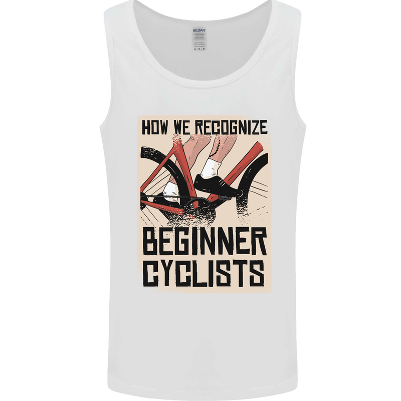 Novice Cyclists Funny Bicycle Cycling Mens Vest Tank Top White