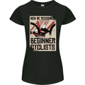 Novice Cyclists Funny Bicycle Cycling Womens Petite Cut T-Shirt Black