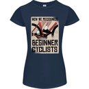 Novice Cyclists Funny Bicycle Cycling Womens Petite Cut T-Shirt Navy Blue